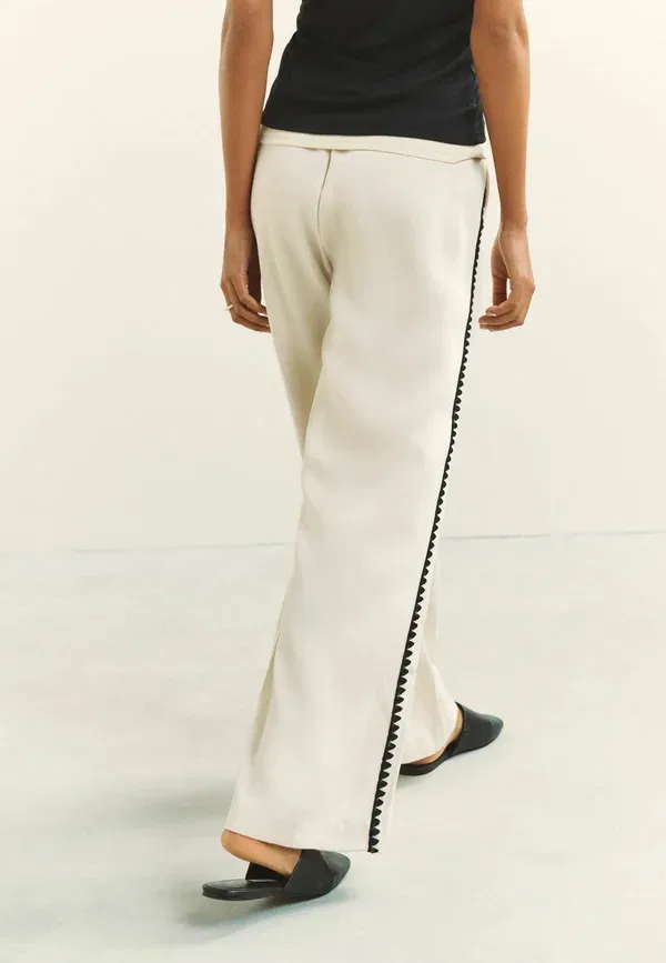 Брюки Next, Tall fit embroidered side detail wide leg trousers, нейтральный черный