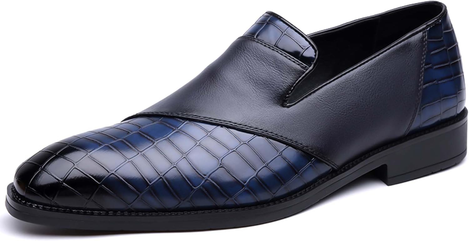 

Мужские деловые повседневные туфли Формальные туфли с дизайном colorblocking Классические оксфорды из кожи Униформа Свадьба Офисный костюм Джентльменские туфли больших размеров Кожаные туфли Размер 5-14 US Generic, синий