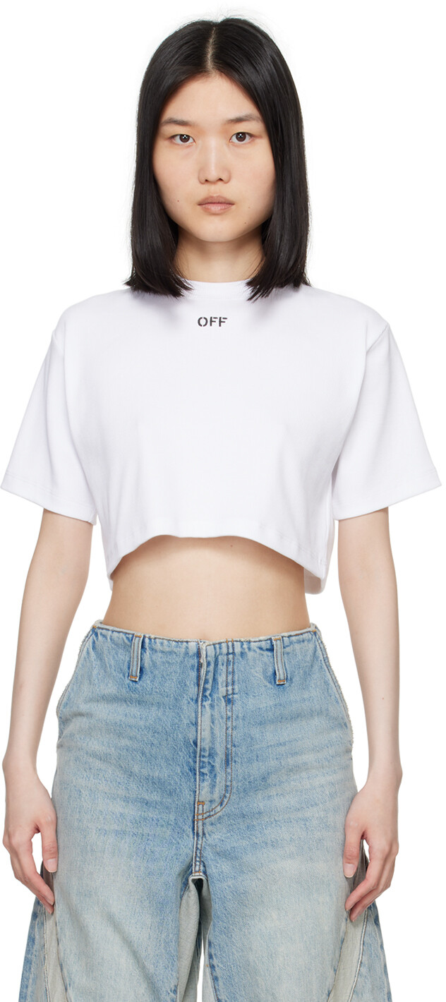 

Белая укороченная футболка Off Stamp Rib Off-White