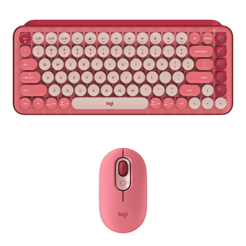 

Комплект из беспроводных клавиш Logitech POP Keys и бесшумной мыши POP Silent Mouse (Heartbreaker Rose)