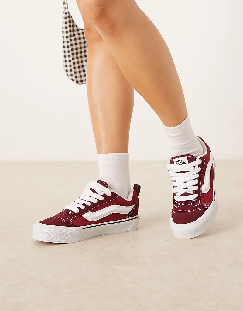 Кроссовки Vans Knu Skool Colour Theory в двухцветном бордовом цвете