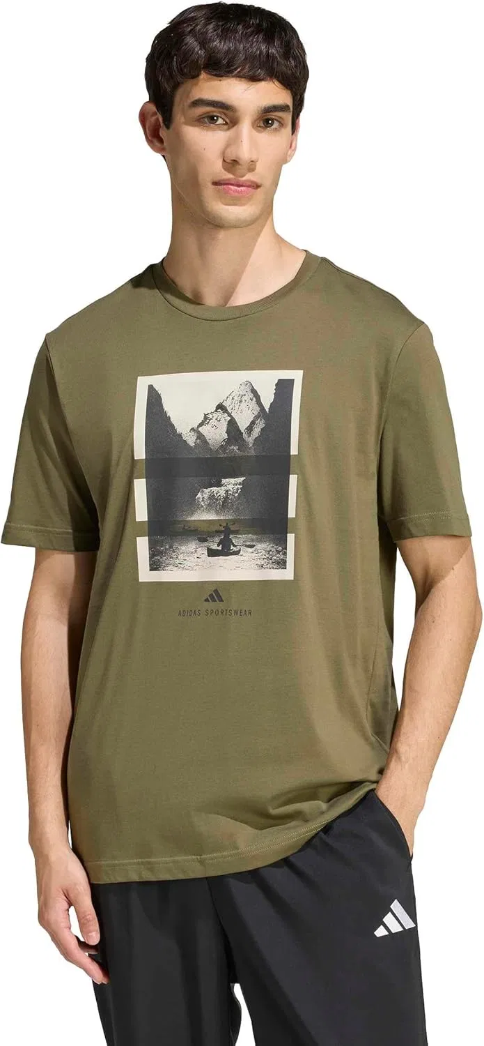 Футболка с воротником adidas, цвет Olive Strata