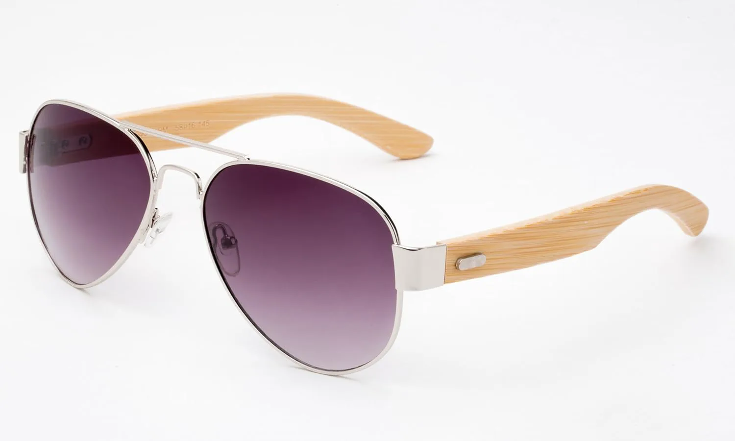 

Высококачественные солнцезащитные очки-авиаторы с дужками из натурального бамбука. Бамбуковые солнцезащитные очки для мужчин и женщин Newbee Fashion, Sliver/Gradient