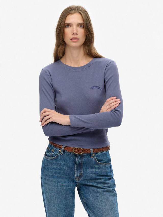 

Хлопковая футболка с длинными рукавами и круглым вырезом Superdry, Mariner Navy