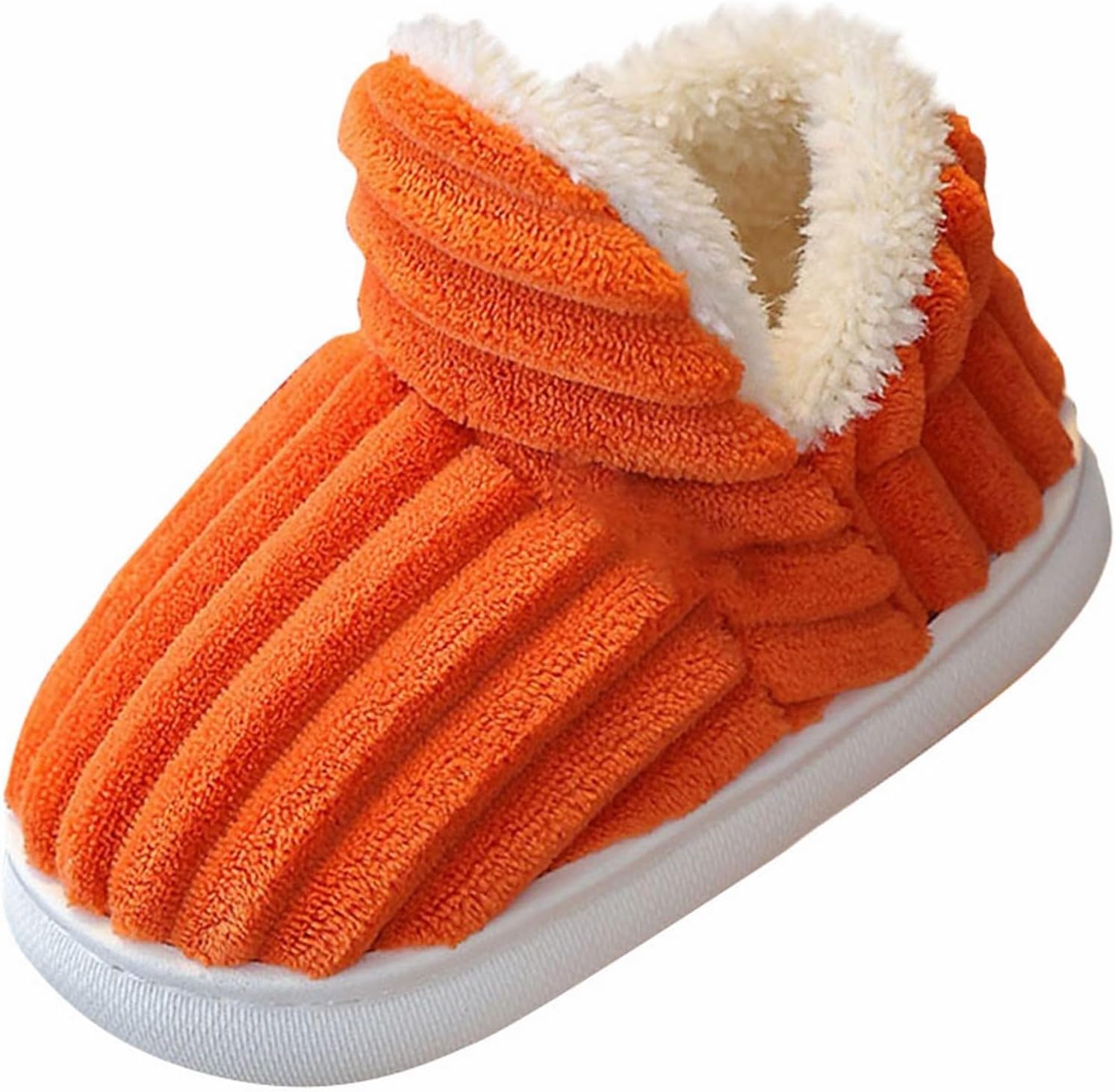 

Детские домашние тапочки-ботиночки на плоской подошве, уютные и стильные, зимние, мягкие, теплые, милые, с нескользящей толстой подошвой Generic, оранжевый