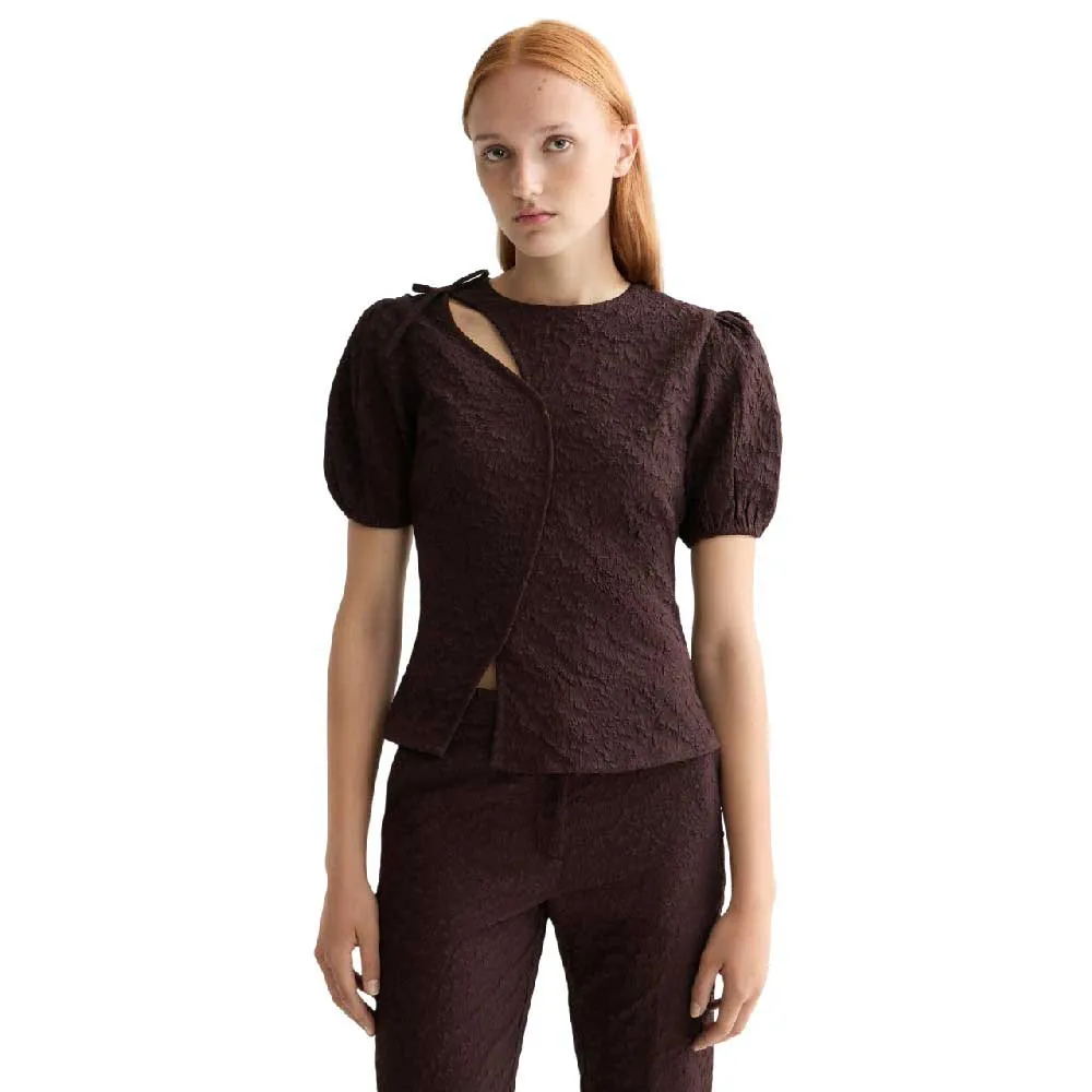 

Блузка Scotch & Soda Puff Textured short sleeve, коричневый