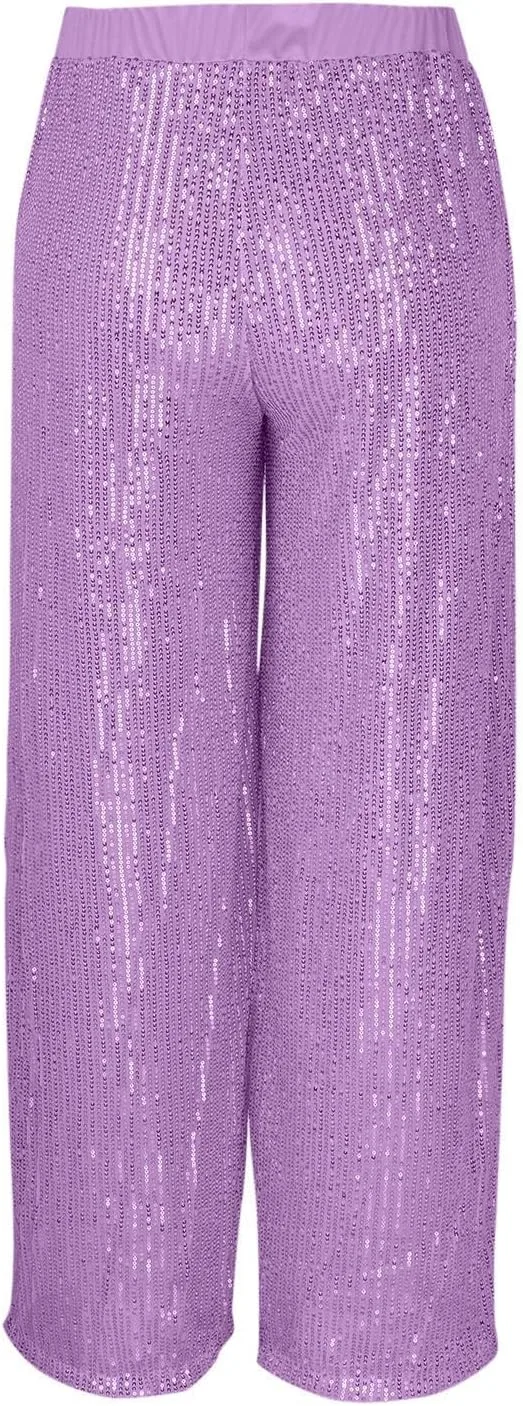 Брюки с пайетками Women Sparkle Shiny Stretchy High Waist Wide Leg Pant Casual Loose Glitter Trousers Bling Disco Party Generic, фиолетовый — фото 4