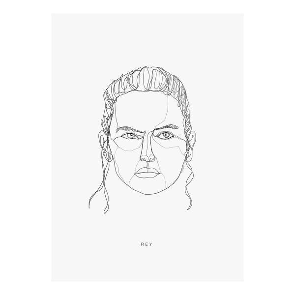 

Фреска Komar Star Wars Force Faces Rey, черно-белый