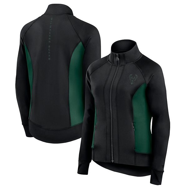 

Женская черная куртка Milwaukee Bucks Studio Fitted Full-Zip Fanatics Signature