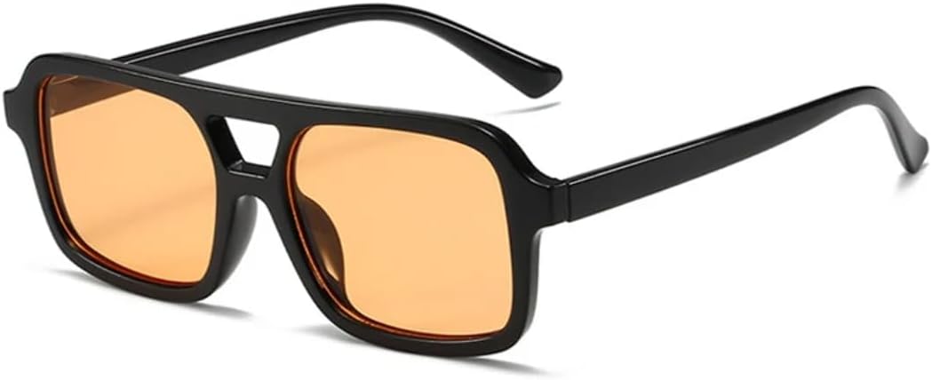 

Модные солнцезащитные очки с двойной перемычкой, квадратной формы, женские, с прозрачными линзами с градиентом цвета «океан», трендовые мужские солнцезащитные очки с защитой от УФ-излучения UV400 UATXTAU, Black Light Orange