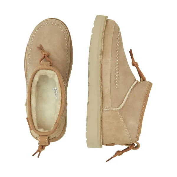 Ботинки кожаные UGG зимние, бежевый — фото 3