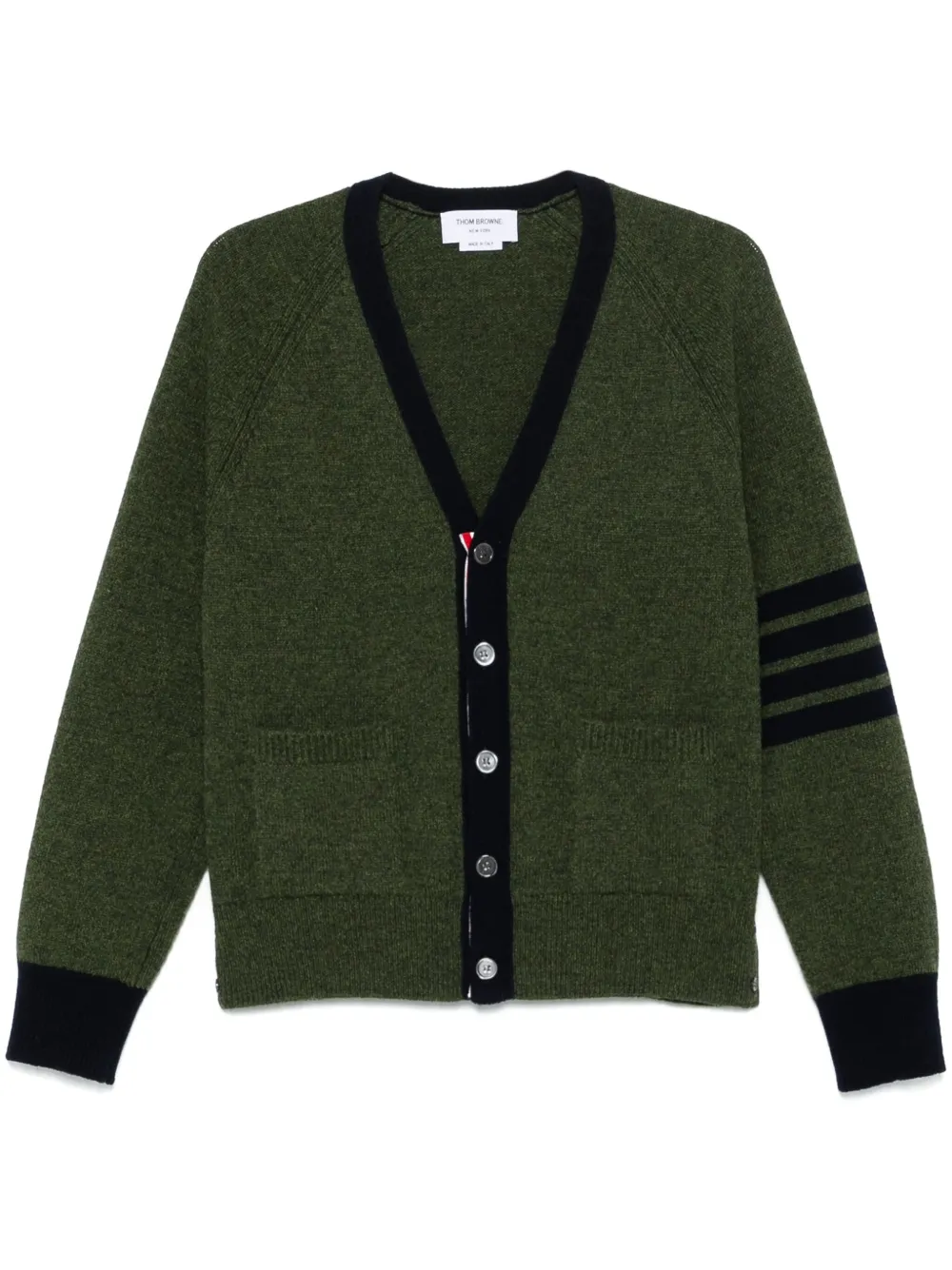 

Шерстяной кардиган с полосками 4-Bar THOM BROWNE, зеленый
