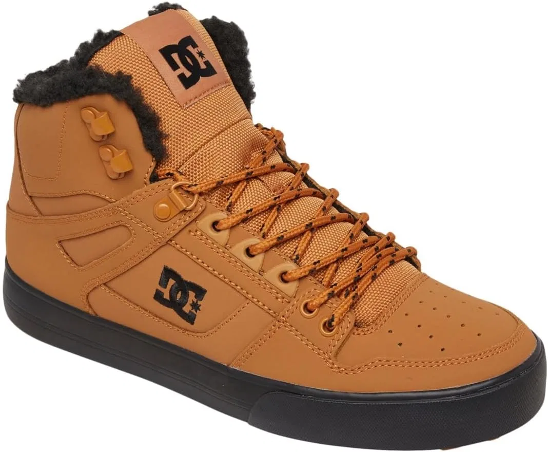 Мужские высокие зимние скейтбордные кроссовки DC Shoes Pure High Top Wc, 2-Wheat Black — фото 2