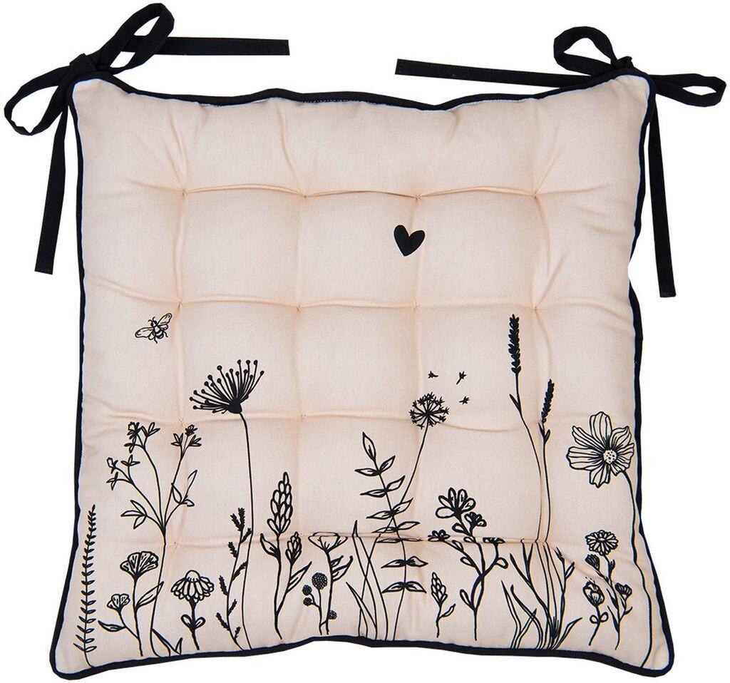 

Подушка для стула Clayre & Eef Пенопластовая 40x40x4 см Белый Синий Хлопок Квадратные Розы Clayre&Eef, бежевый