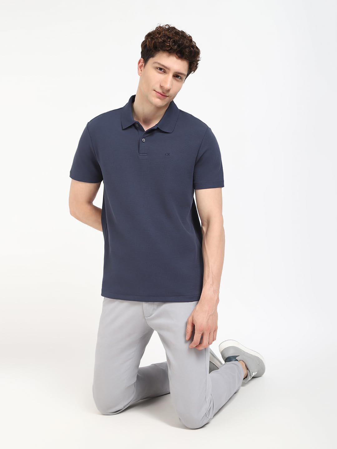 

Мужские поло вафельного цвета Calvin Klein, Ink