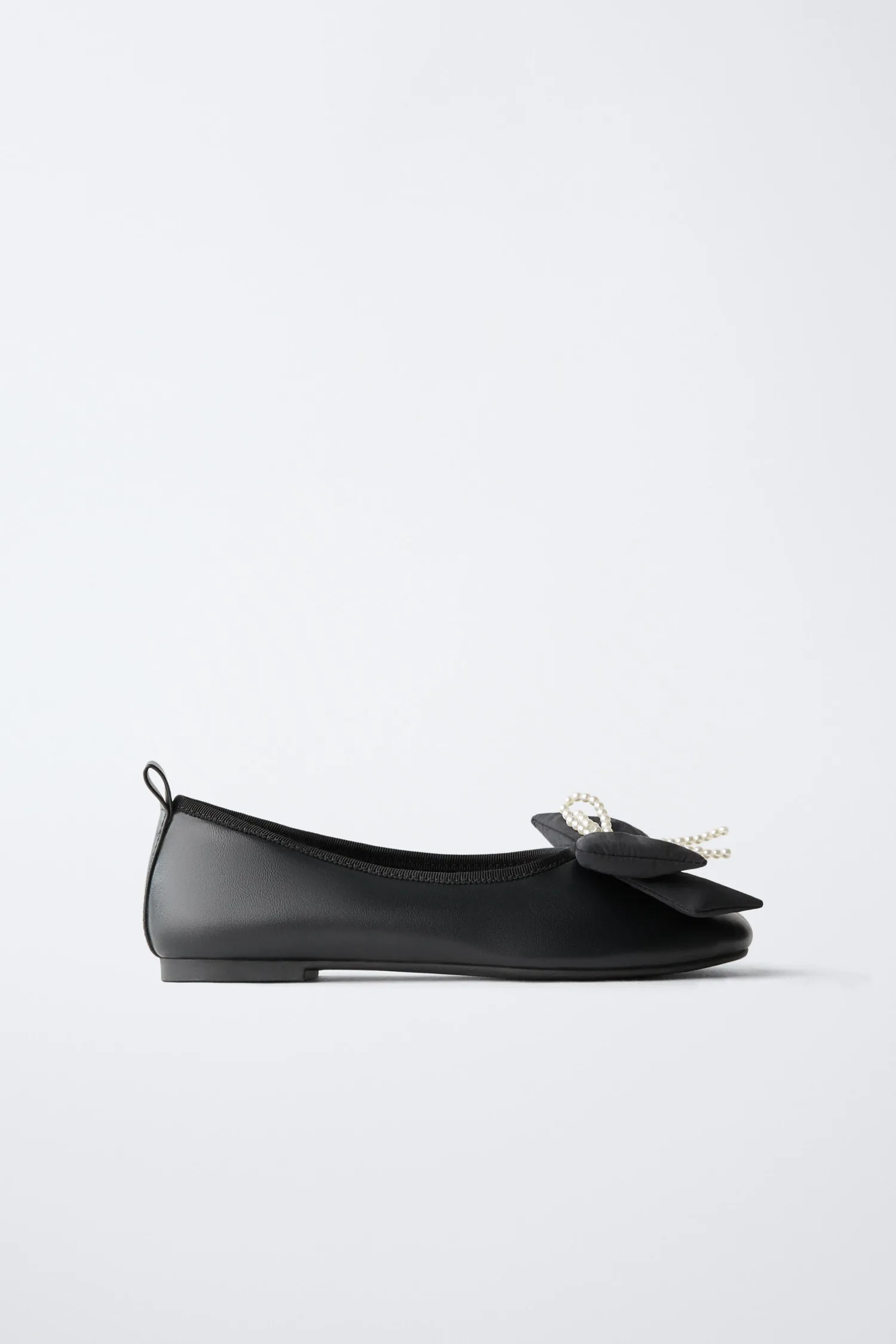 Туфли ballerinas with bow detail Zara, черный