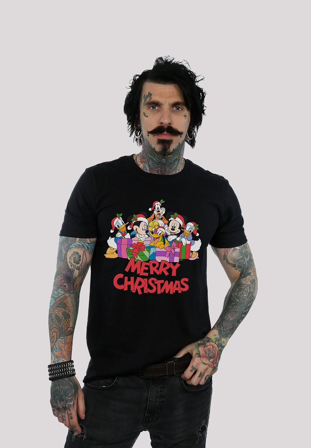 

Футболка с принтом DISNEY MICKEY MOUSE Merry Christmas PREMIUM FILM MOVIE TV COMIC F4NT4STIC, черный
