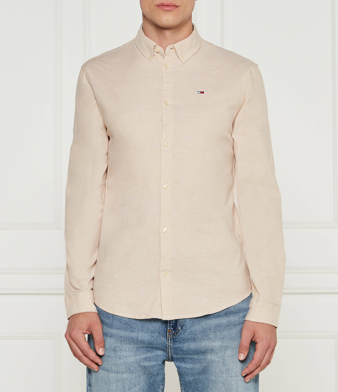 

Рубашка Tommy Jeans Slim Fit stretch, бежевый