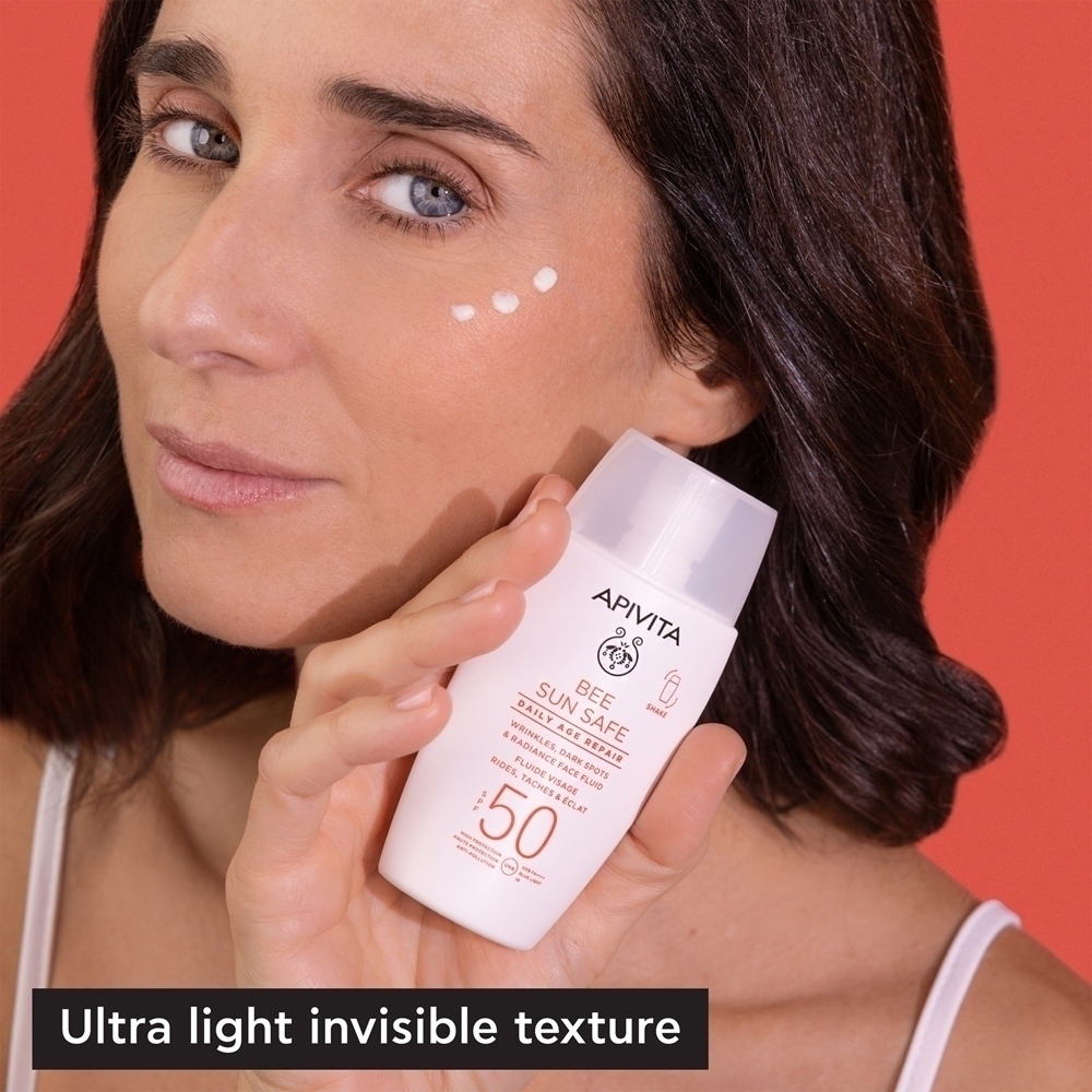 Безопасный для ежедневного использования крем от старения Bee Sun Safe SPF 50, защитный крем от морщин SPF 50 Apivita, 50 мл — фото 4