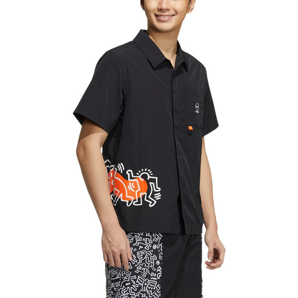 Рубашка adidas x Keith Haring Crossover Cartoon Pattern Printing Short Sleeve Shirt Unisex Black, мультиколор — фото 4
