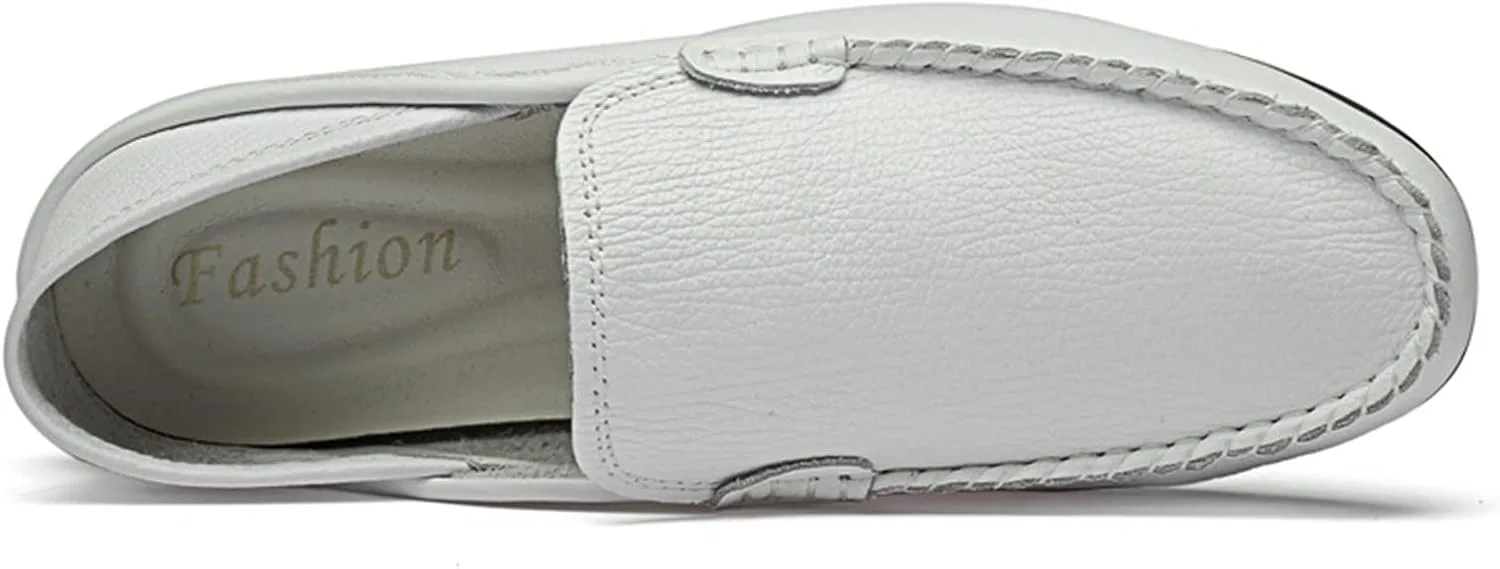 Мокасины мужские Leather Simple White — фото 4