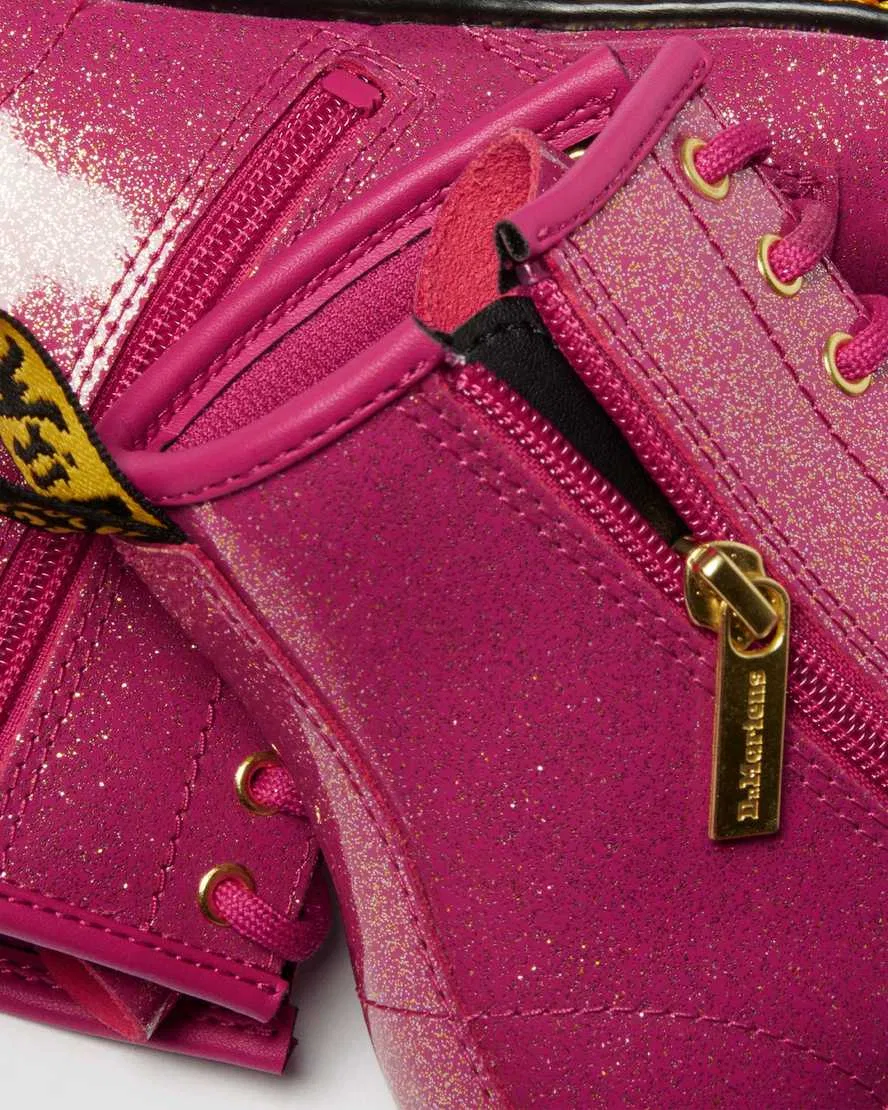 Детские лакированные ботинки Junior 1460 с блестками Dr Martens, черный — фото 3