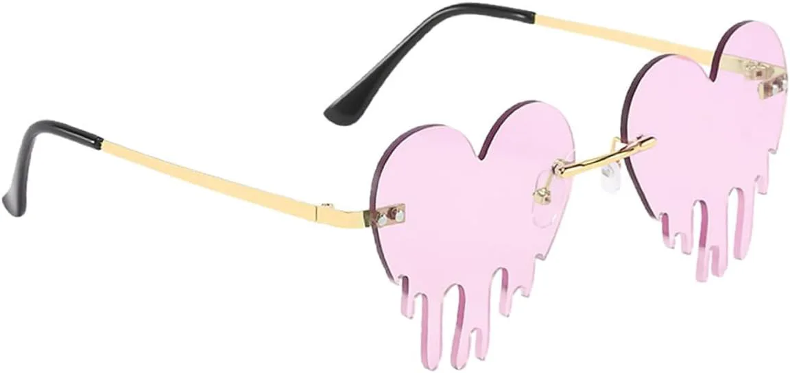 

Солнцезащитные очки VILLCASE без оправы в форме воды для женщин, креативные очки для вечеринок, модные пляжные очки фиолетового цвета, дизайн в форме сердца, Purple