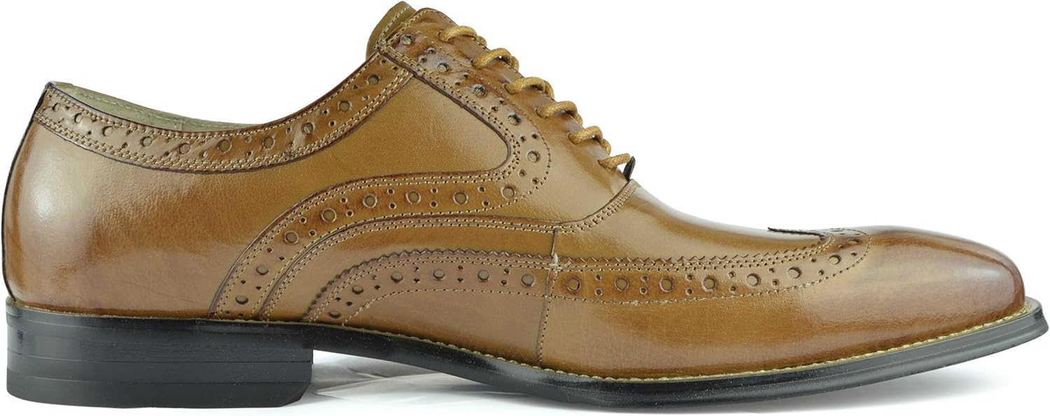 Мужские оксфорды со шнуровкой, стильные туфли с легким блеском Moda Di Raza, Tan — фото 3
