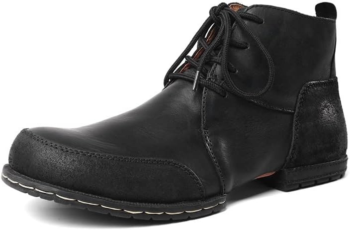 

Мужские модные кожаные ботинки Чакка на шнуровке, повседневная обувь, ретро мотоциклетные ботинки, удобные ботинки на шнуровке до щиколотки, вестерн-ковбойские ботинки для всех сезонов Hhhchpm, черный