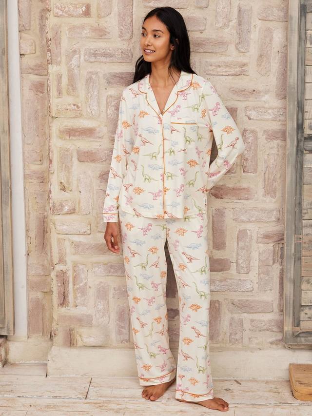 

Пижамный комплект Plus Size с динозаврами Chelsea Peers, Off White/Multi