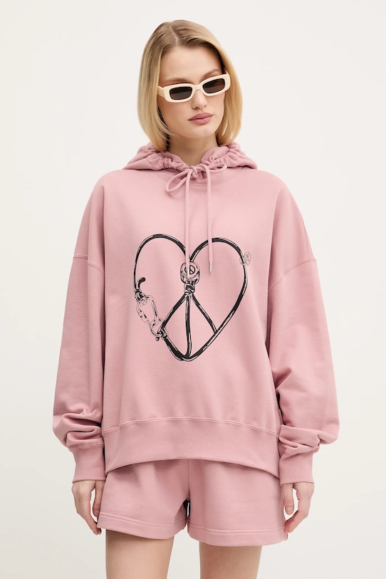 

Хлопковая толстовка Moschino Jeans, розовый