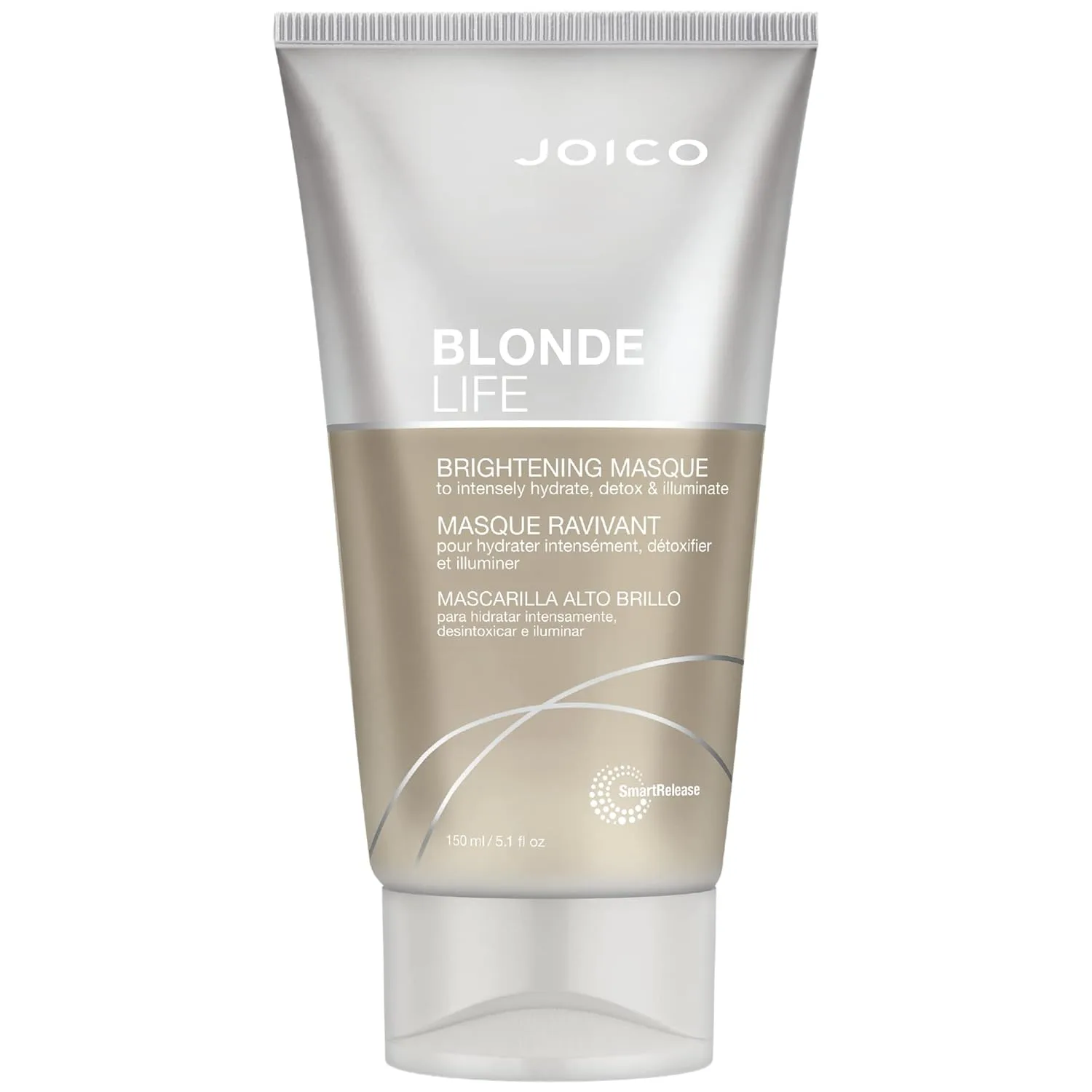 Joico Blonde Life Brightening Masque для блондированных волос, мгновенное увлажнение, нейтрализует хлор и детоксифицирует, придает мягкость и гладкость, без сульфатов, с маслом монои и таману 151 мл (1 шт.)