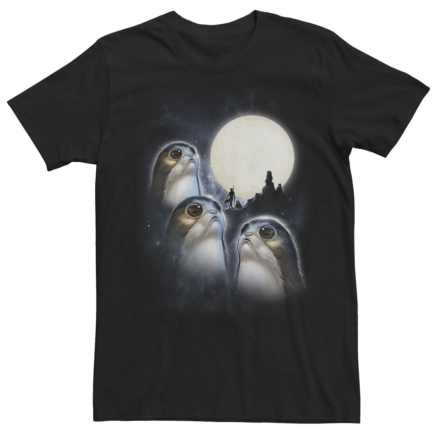 

Мужская футболка с вычурным силуэтом The Last Jedi Porg Moon Star Wars