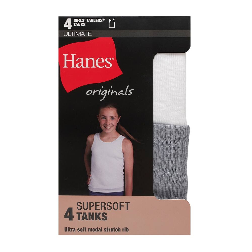 Девочки 6–16 лет Hanes SuperМягкие майки, набор из 4 штук, мультиколор — фото 2