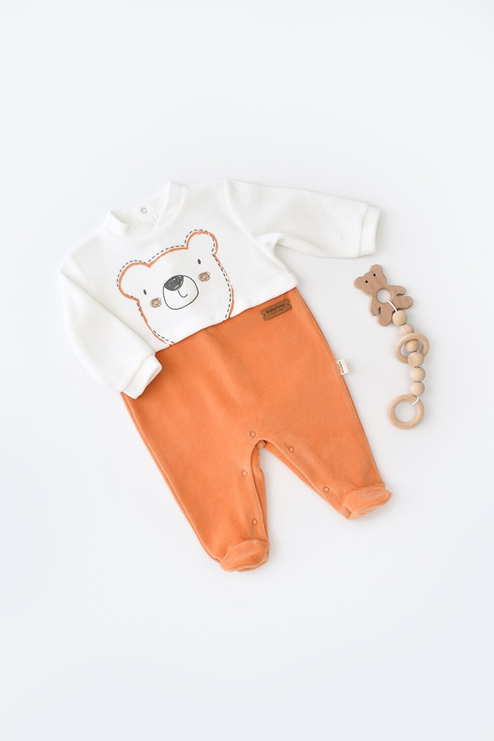 

Бархатный комбинезон с ботильонами BabyCosy Organic Wear, коралл