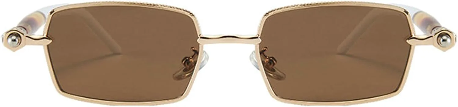 

Willochra Уникальные прямоугольные солнцезащитные очки для женщин в металлической оправе, винтажные квадратные солнцезащитные очки для мужчин и женщин, C4