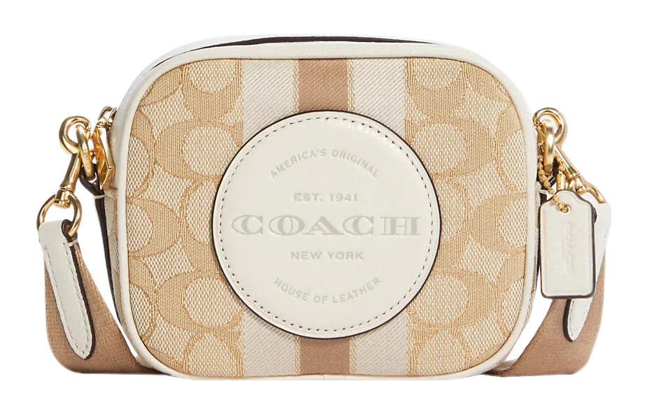 

Сумка Dempsey Leather через плечо мини женская светло-бежевая COACH