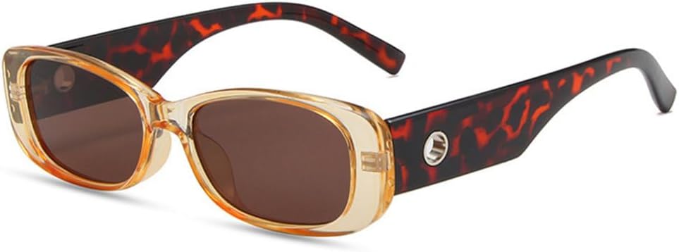 

Женские солнцезащитные очки в стиле ретро, ​​прямоугольные, модные, с леопардовым принтом, цвета шампанского, овальные, солнцезащитные очки с защитой от УФ-излучения UV400 TYUVIVO, Champagne Tea