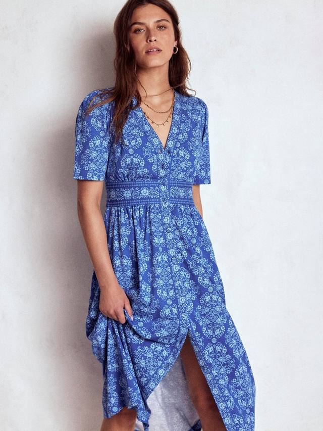 

Наталья Флорал Джерси чайное платье Boden, Blue/Multi