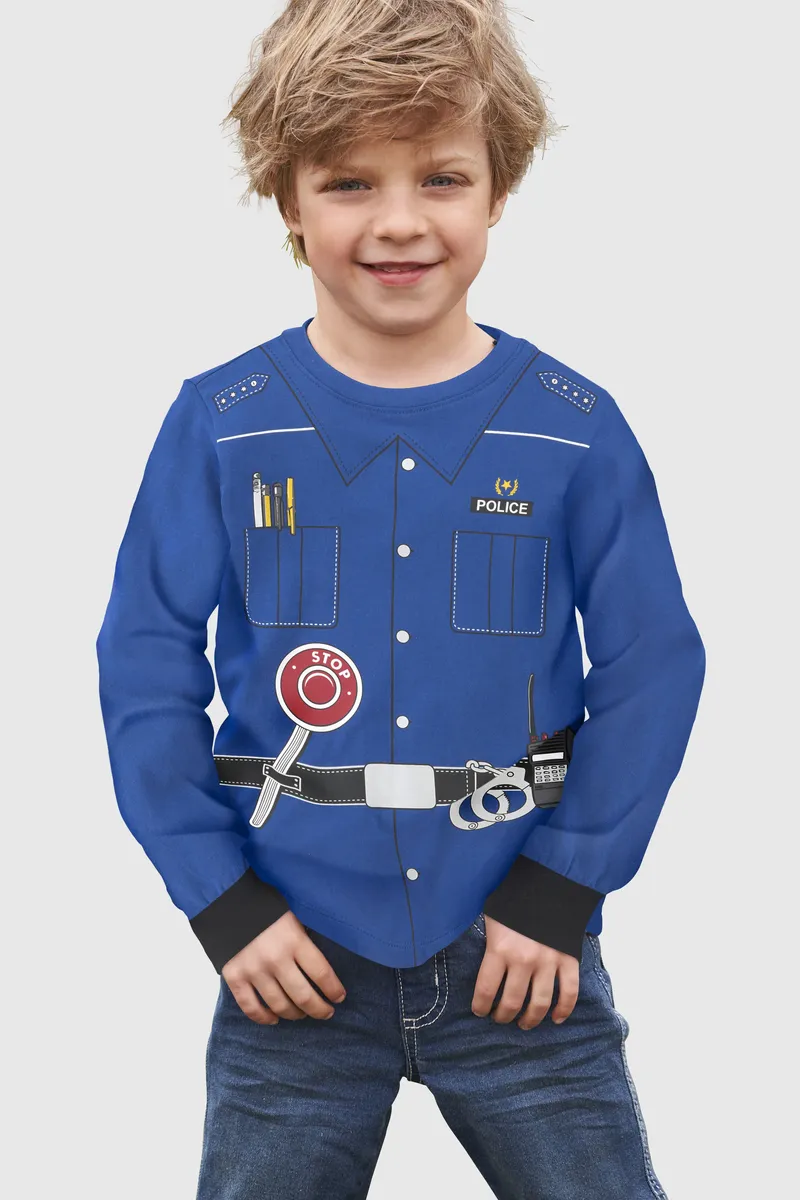 

KIDSWORLD рубашка с длинными рукавами "POLIZEI", однородный принт, синий