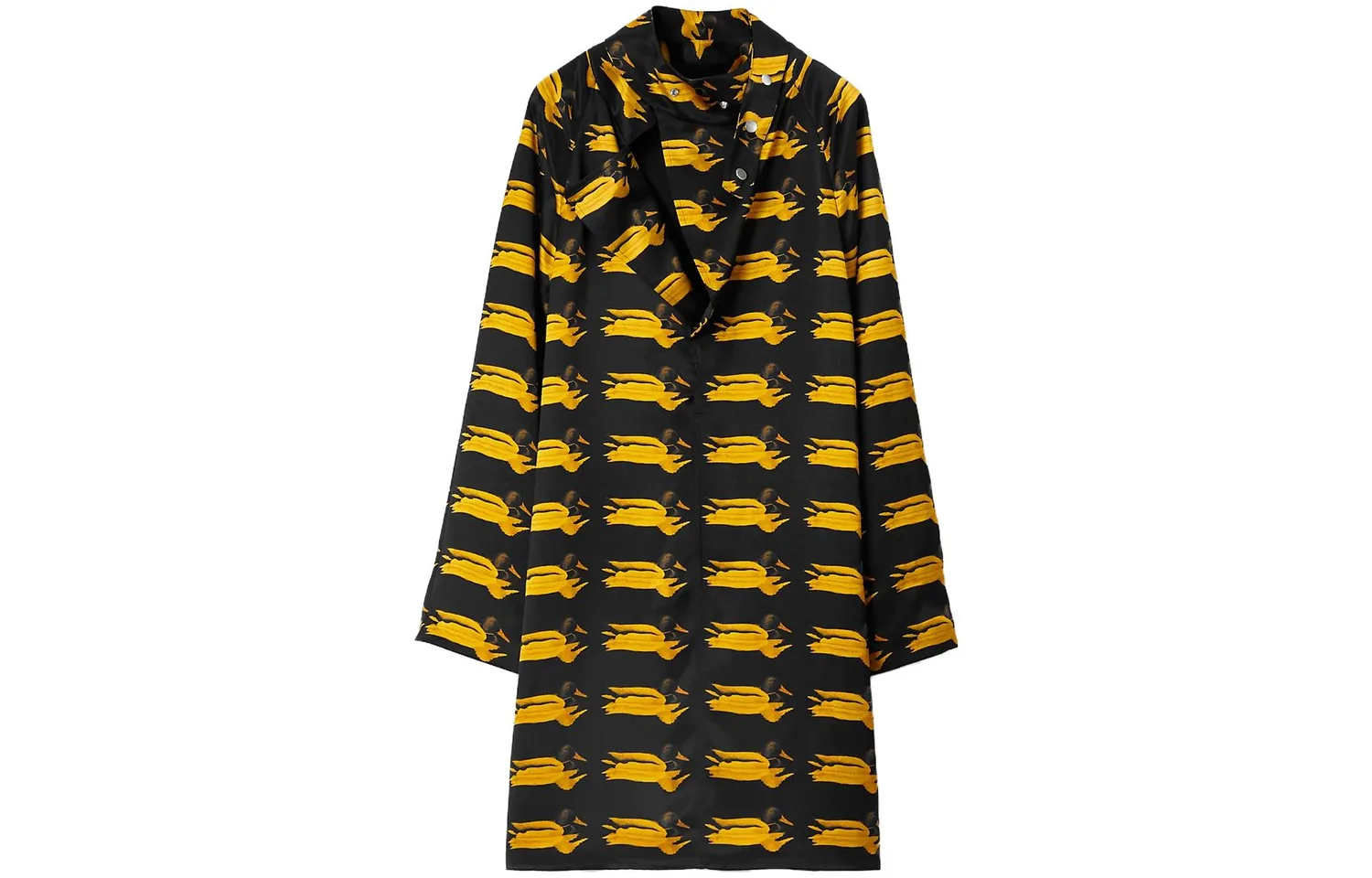 Платье шелковое Burberry, мини, узоры уток, желтый
