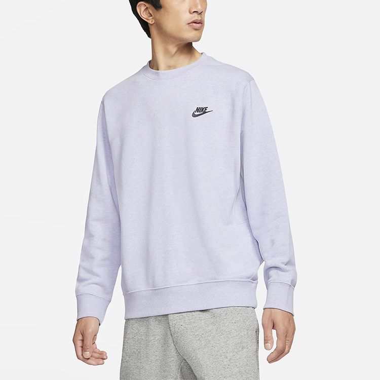 Nike Мужская толстовка, розовая с фиолетовым круглым вырезом, средней толщины, стандартного размера — фото 4