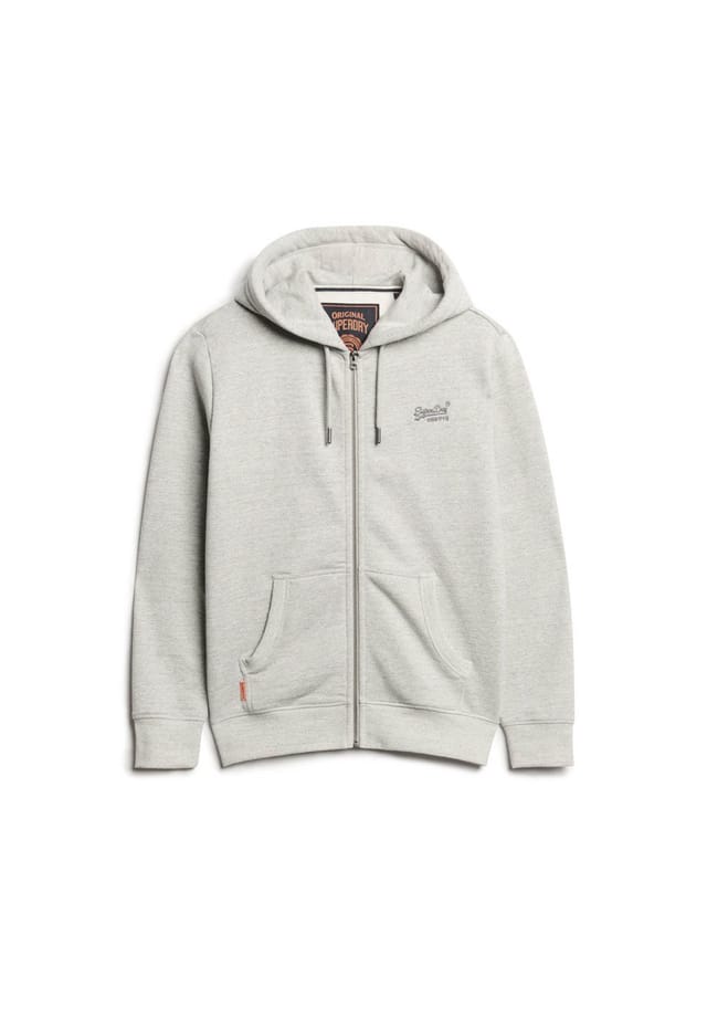 

Толстовка - Essential Logo Hoodie с капюшоном на молнии однотонная Superdry., серый