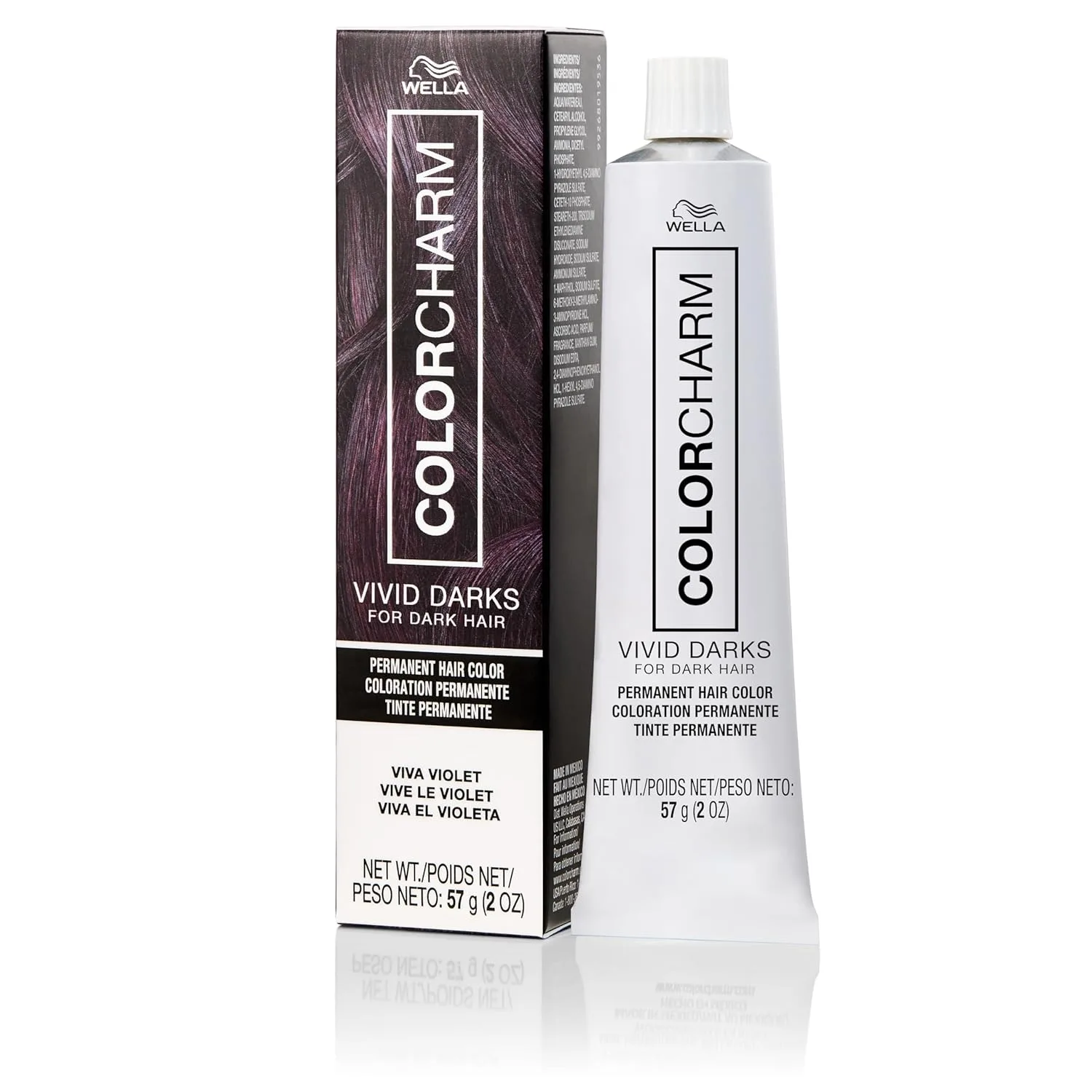 COLORCHARM VIVID DARKS Permanent Cream Color, стойкий крем-краска для темных волос, поднимает тон на 3-4 уровня без осветления, с питательными липидами и веганской формулой, 59 мл, Viva Violet, Bold Violet