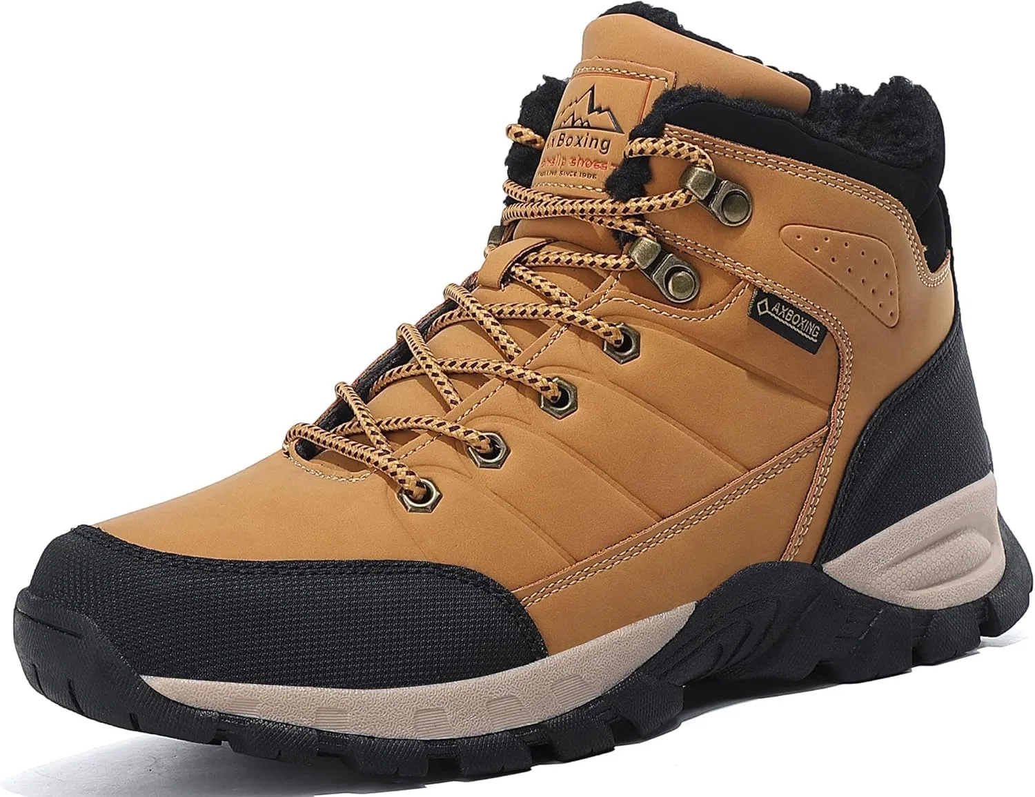 Зимние ботинки ARRIGO BELLO Winterschuhe Herren Gefüttert Winterstiefel Leder Stiefel Warmes Fell Trekking Stiefeletten Größe 41-46, Yellow