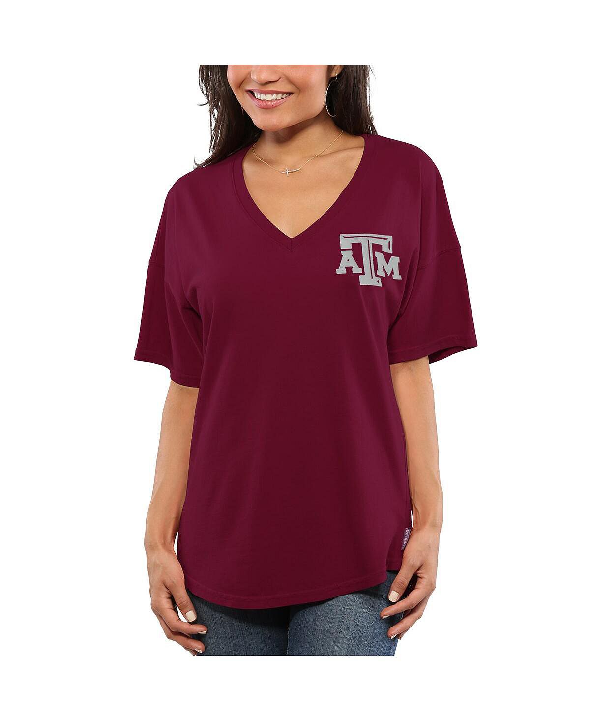 

Женская темно-бордовая футболка оверсайз Texas A&M Aggies Spirit Jersey, Красный, Женская темно-бордовая футболка оверсайз Texas A&M Aggies Spirit Jersey