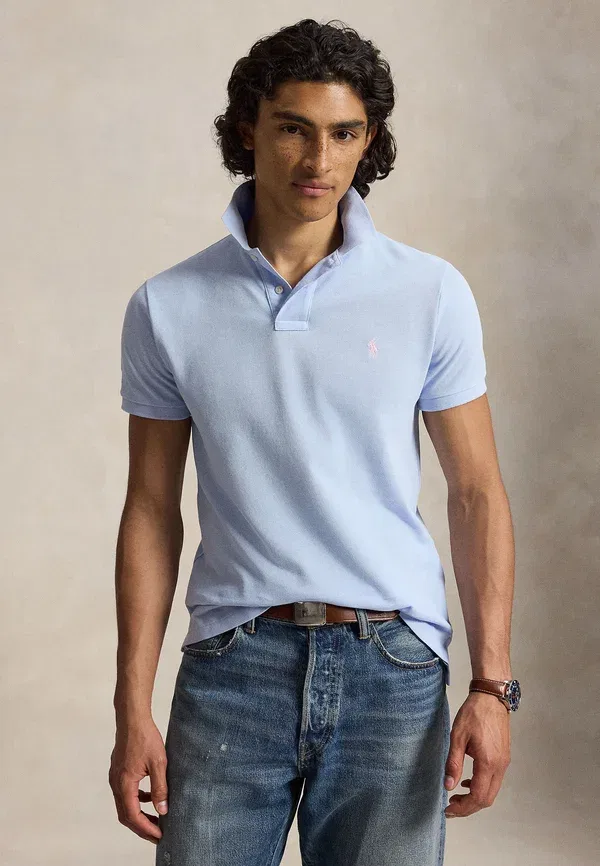 Футболка поло с сетчатой тканью Polo Ralph Lauren, галька голубой