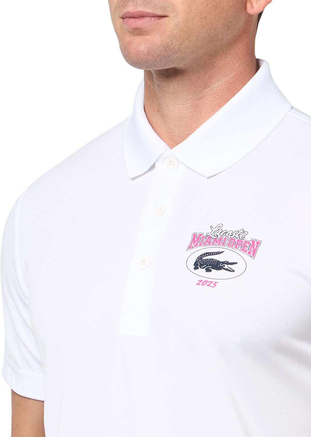 Футболка поло Lacoste Miami Open Edition, спортивная, белый — фото 3