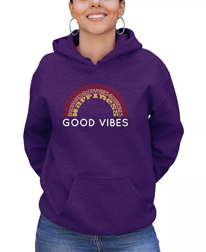 

Женская толстовка с капюшоном Word Art Good Vibes LA Pop Art, фиолетовый
