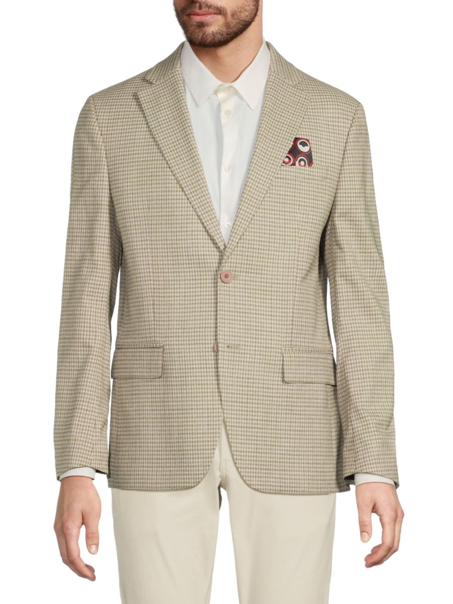 

Приталенный клетчатый блейзер Ben Sherman, оливковый